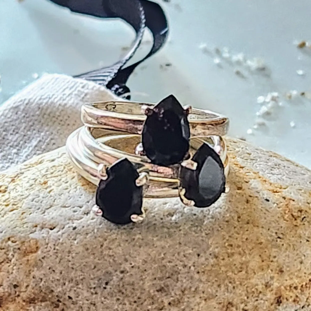 BLACK TEAR - ONYX 925 STERLING SILVER RING