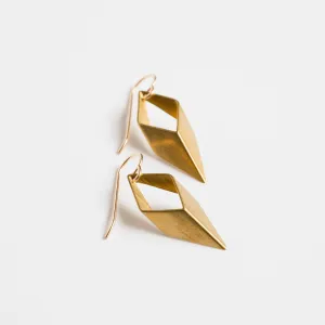 Brass Geometric Diamond Drop Earrings