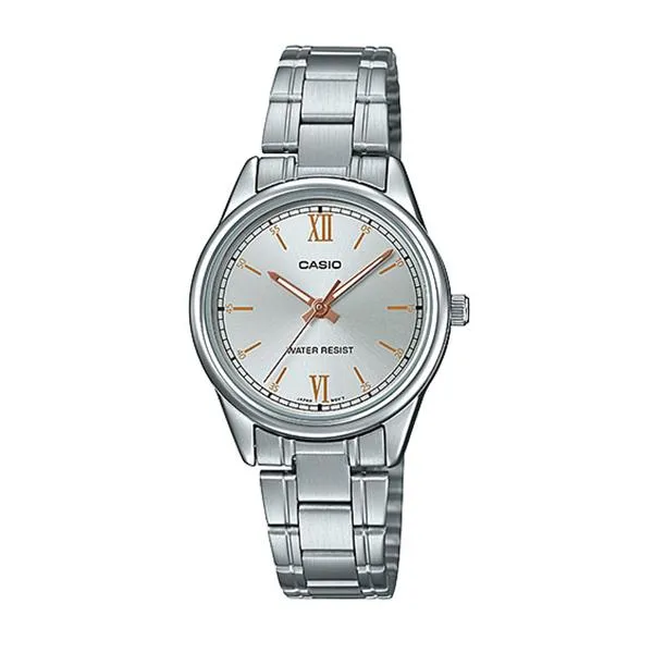 Casio Ladies' Analog Silver Stainless Steel Band Watch LTPV005D-7B2 LTP-V005D-7B2