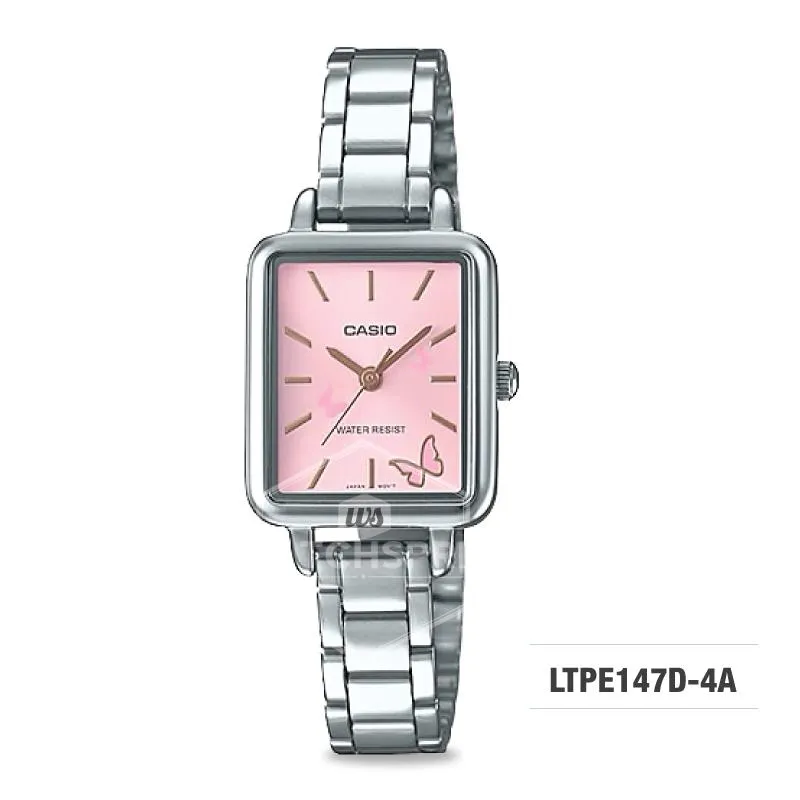 Casio Ladies' Fashion Standard Analog Silver Stainless Steel Watch LTPE147D-4A LTP-E147D-4A