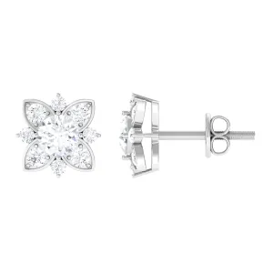 Certified Moissanite Floral Stud Earrings