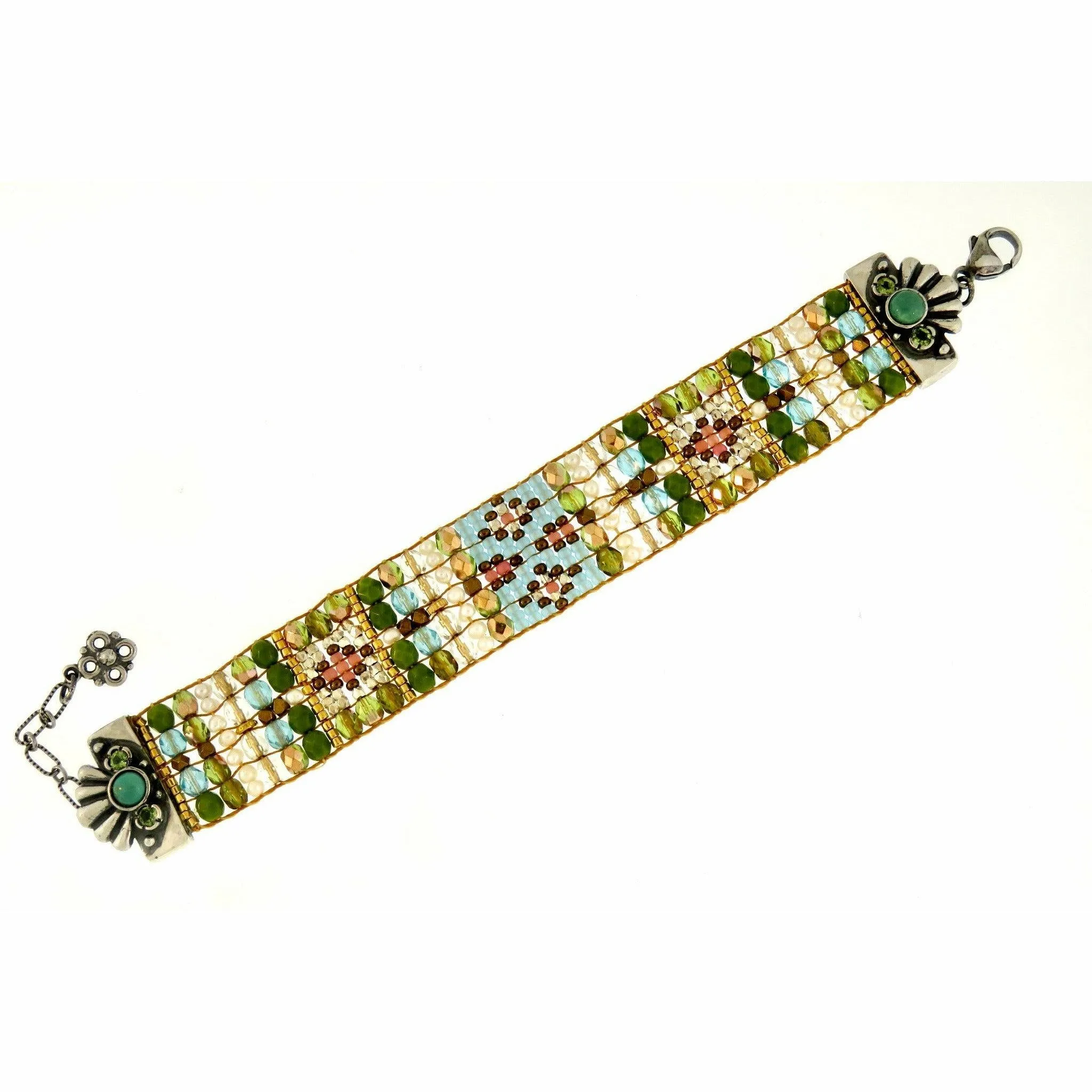 Chili Rose Laurel  Bracelet with Turquoise  Flower Gems