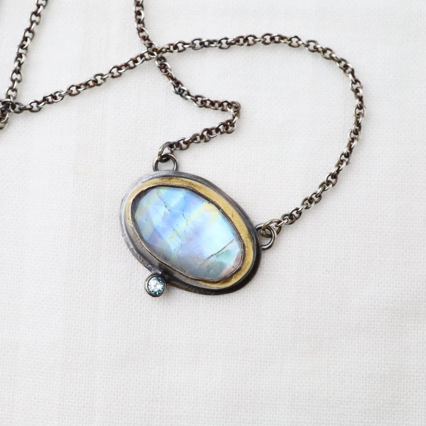 Crescent Rim Necklace with Moonstone