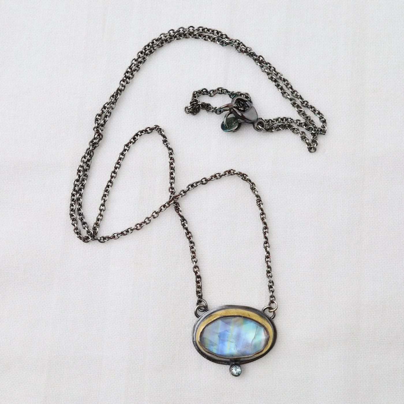 Crescent Rim Necklace with Moonstone