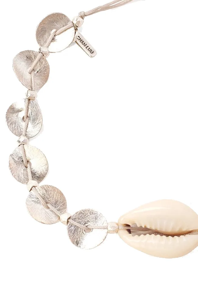 Discs and Cowry Shell Pull-Tie Bracelet