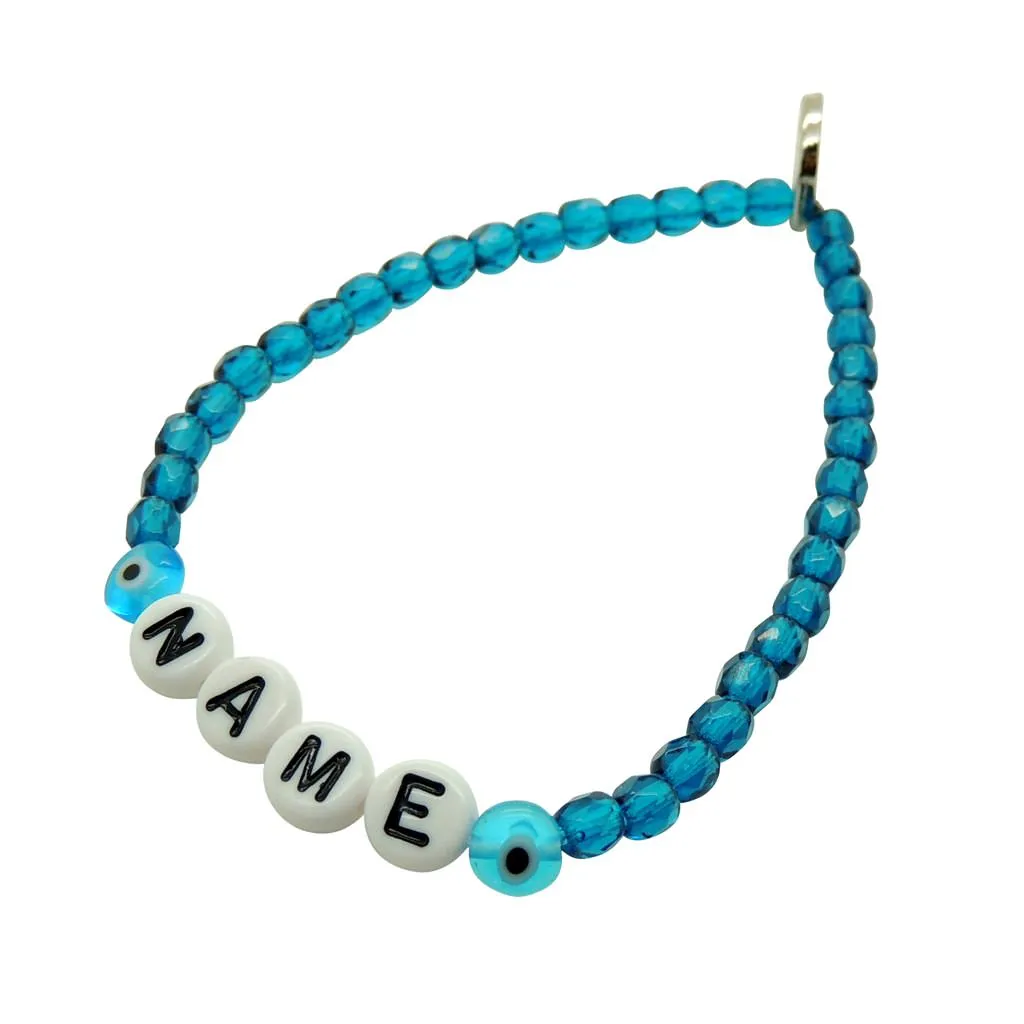 DIY Name Alphabet Charm Faceted Glass Bead Bracelet