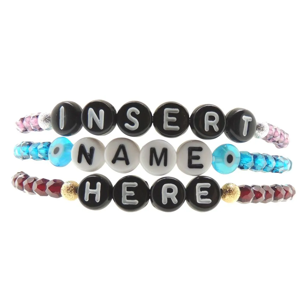 DIY Name Alphabet Charm Faceted Glass Bead Bracelet