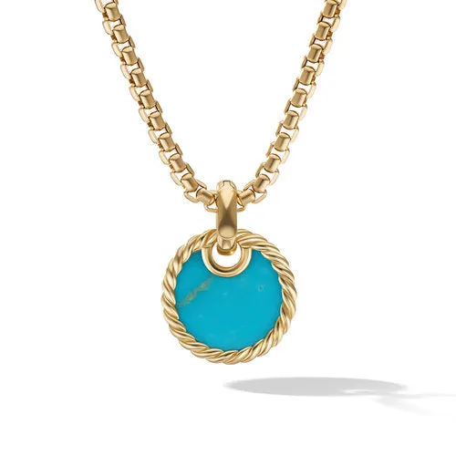 DY Elements Disc Pendant in 18K Yellow Gold with Turquoise