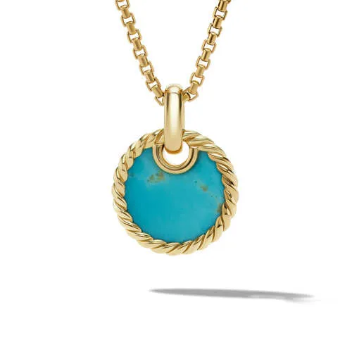 DY Elements Disc Pendant in 18K Yellow Gold with Turquoise