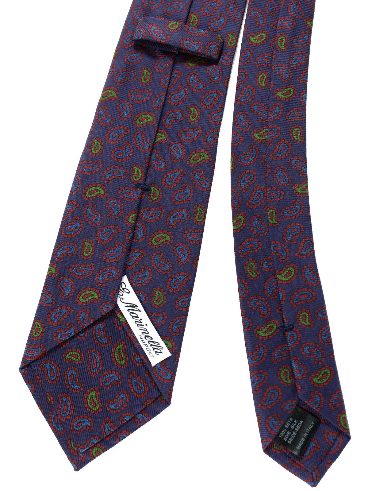 E. Marinella Silk Tie Lapis Burgundy Paisley