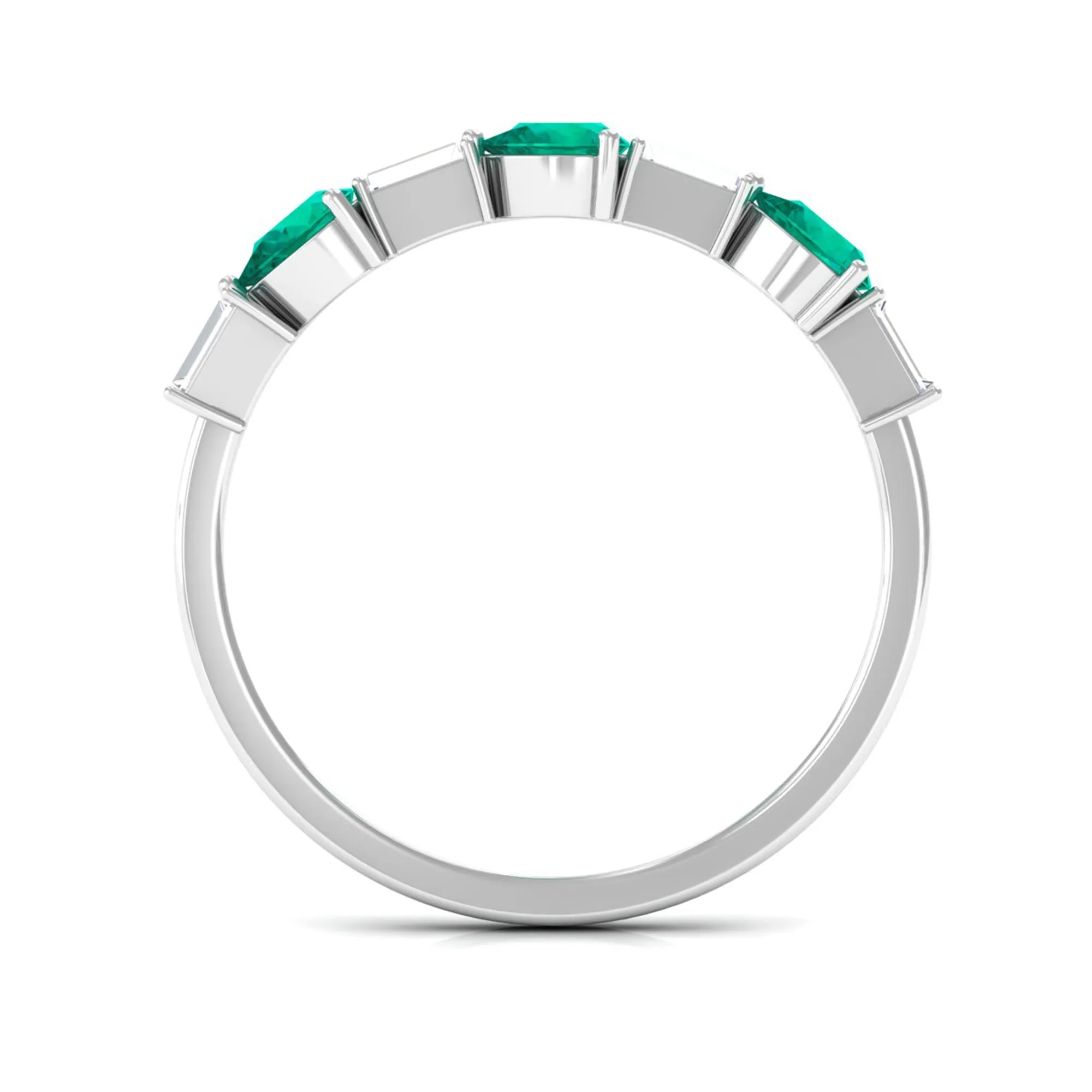 Emerald and Diamond East West Half Eternity Ring