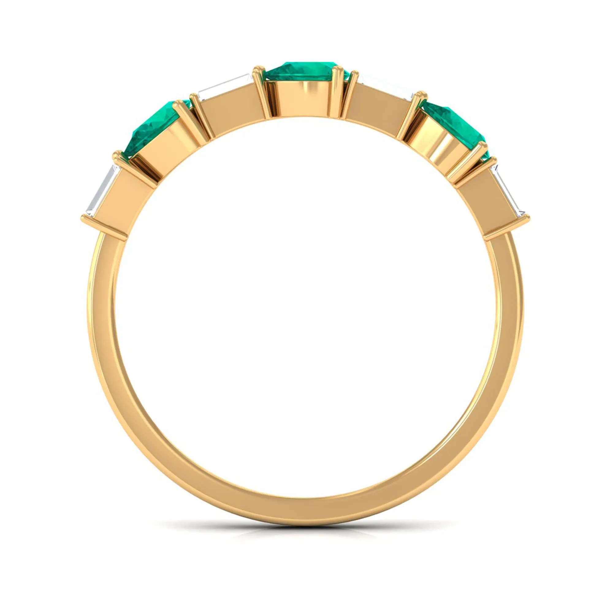 Emerald and Diamond East West Half Eternity Ring