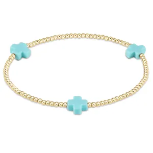 Enewton extends signature cross gold pattern 3mm bead bracelet turquoise