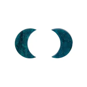 Erstwilder - Crescent Moon Ripple Glitter Resin Stud Earrings - Emerald