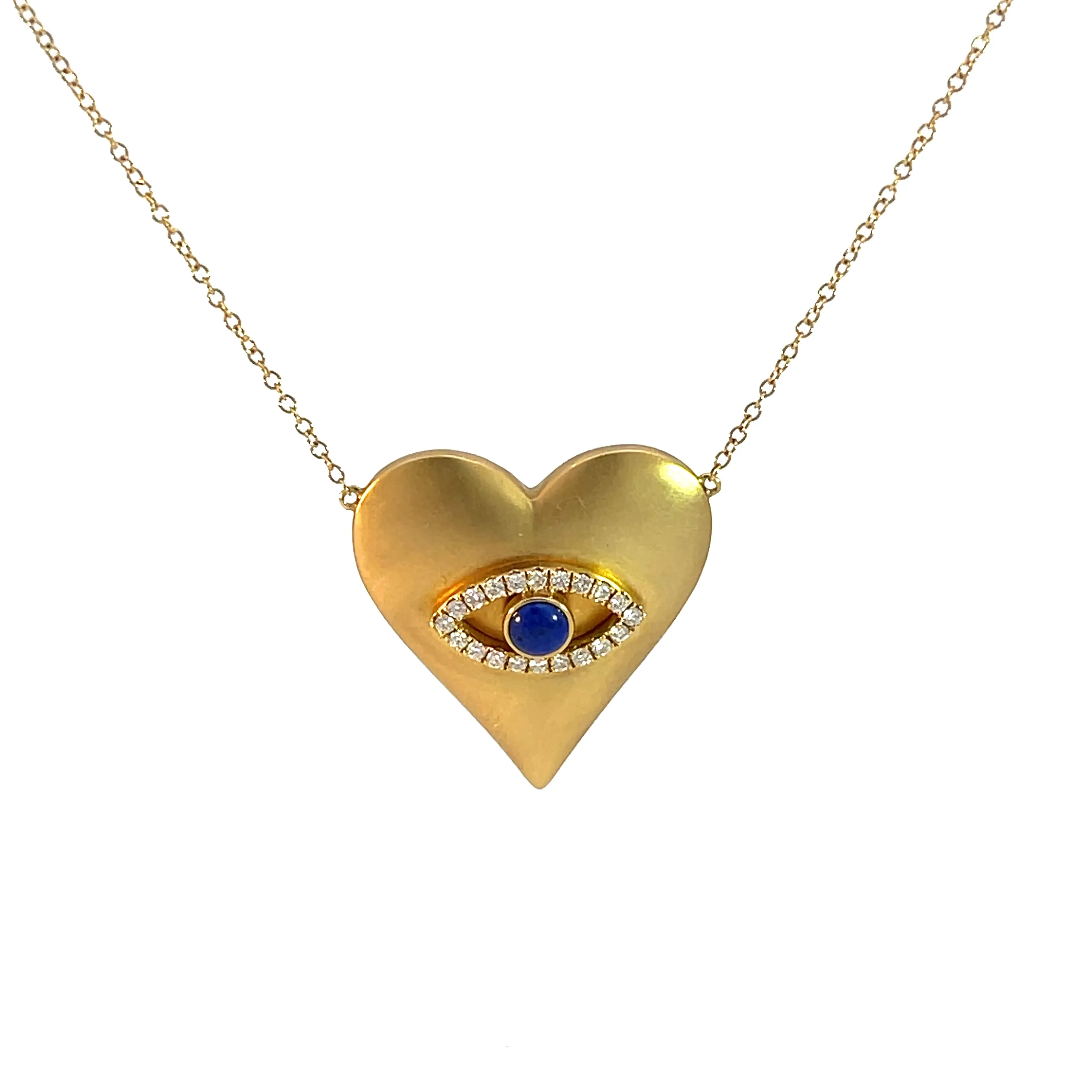 Evil Eye Diamond and Lapis Heart Necklace