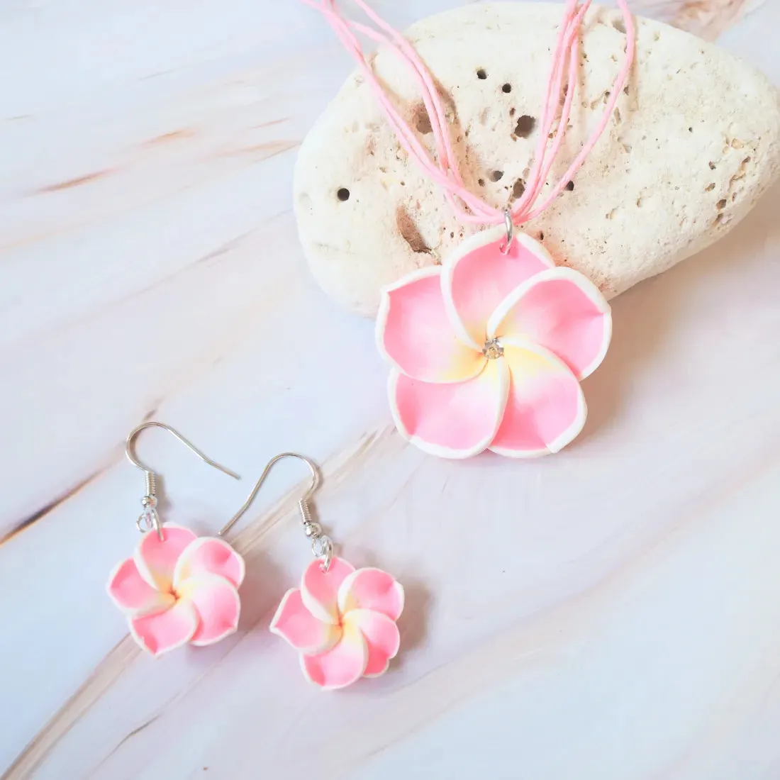 Flirty Plumeria Bubble Pink Drop Earrings