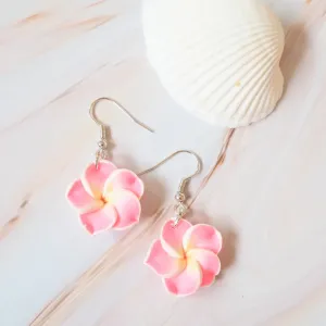 Flirty Plumeria Bubble Pink Drop Earrings