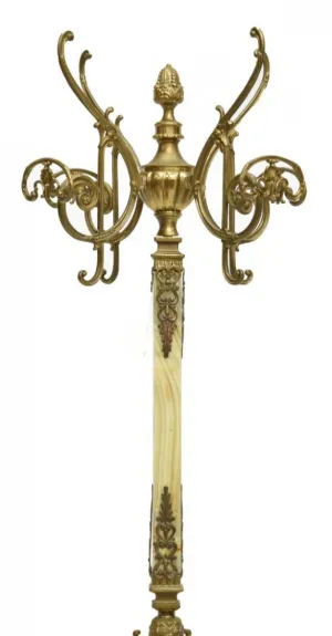 French Brass and Onyx standing Hall Tree, early 1900s