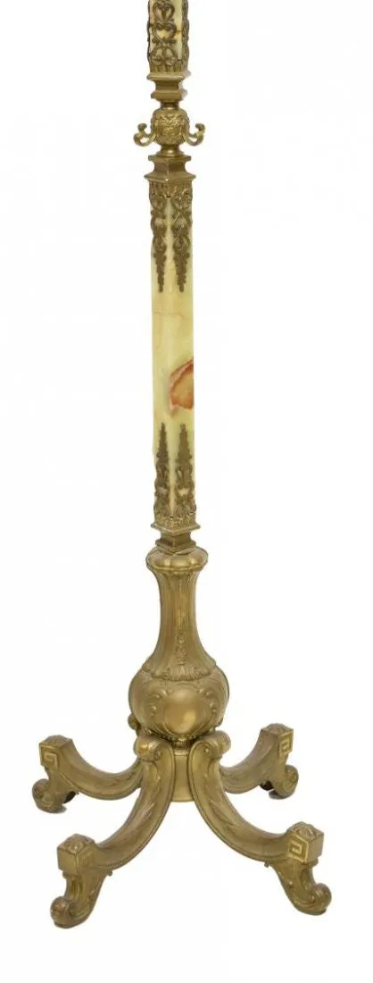 French Brass and Onyx standing Hall Tree, early 1900s