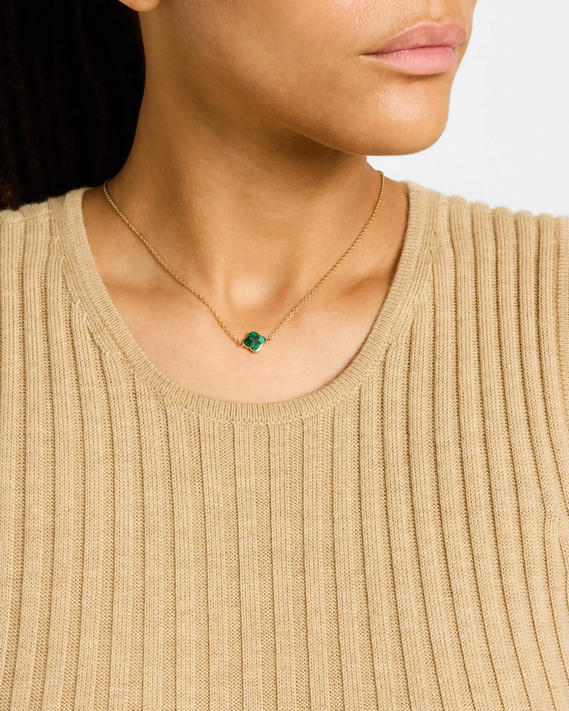 Gemstone Petal Necklace in Sterling Silver with 18k Vermeil