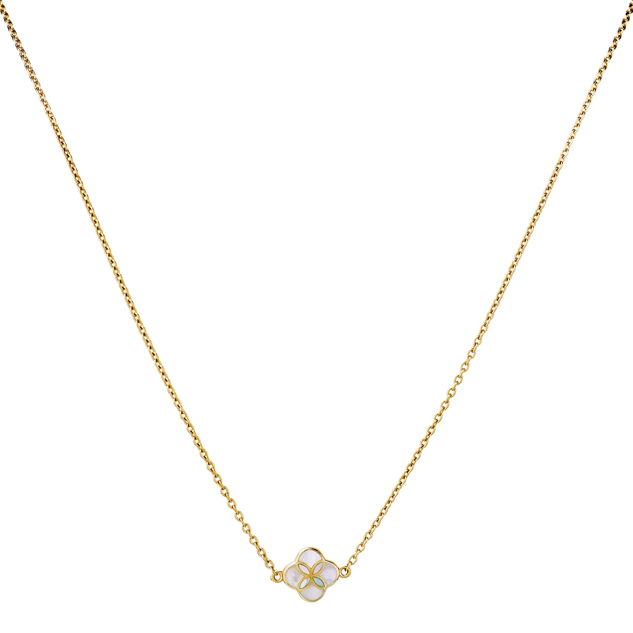 Gemstone Petal Necklace in Sterling Silver with 18k Vermeil