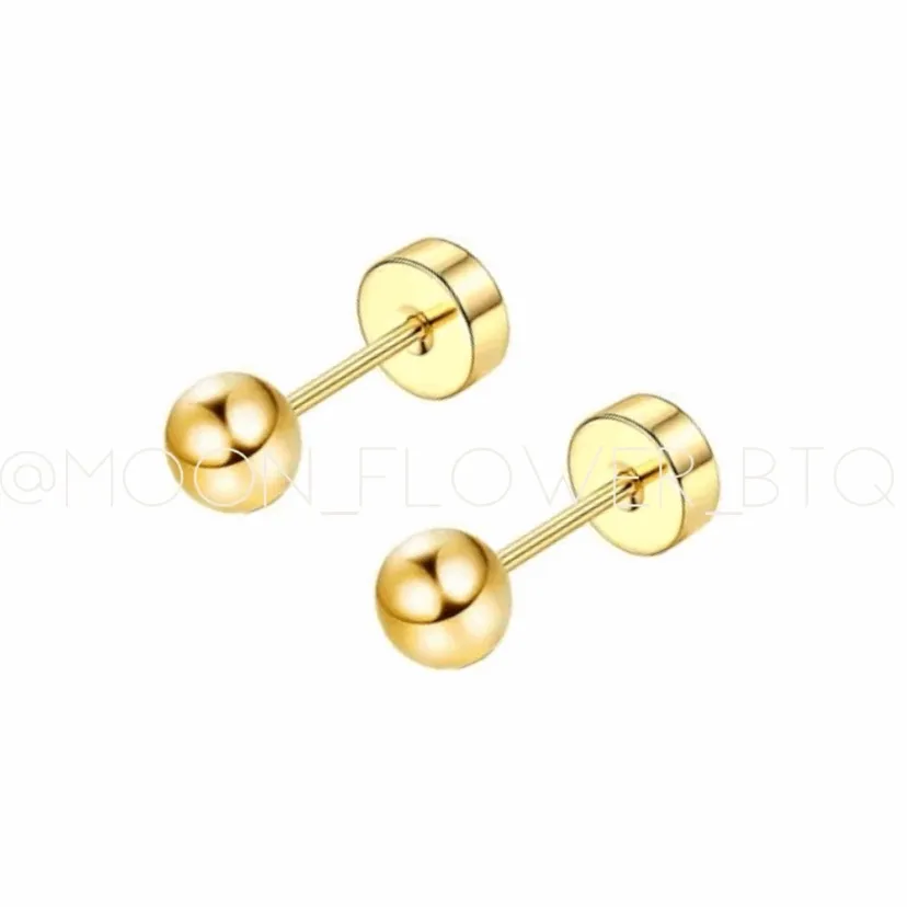 Gold Ball Dot Flat Back Earrings