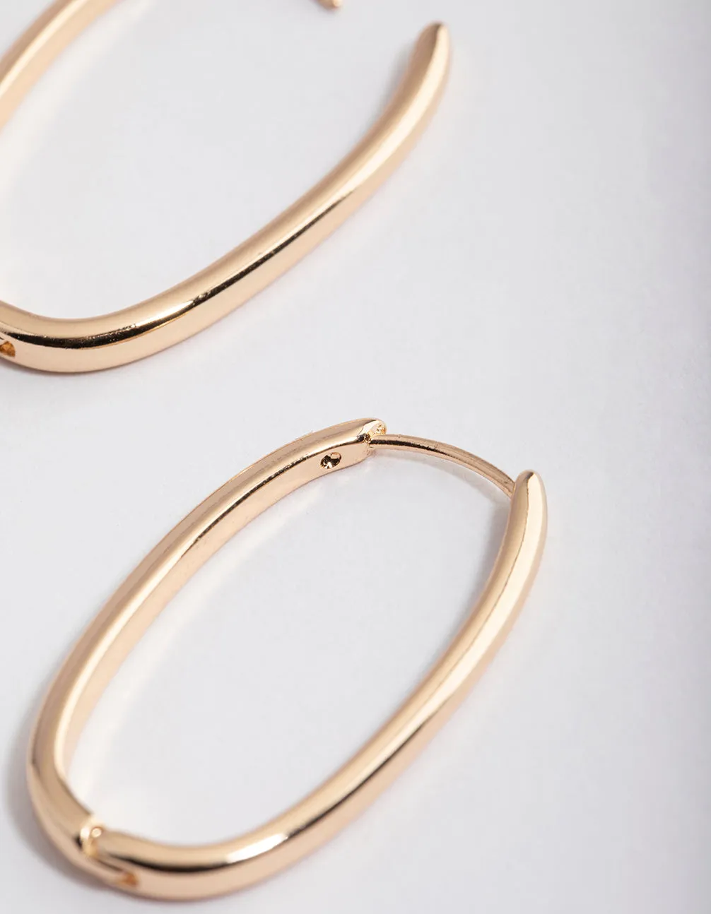 Gold Long Skinny Oval Hoop Earrings