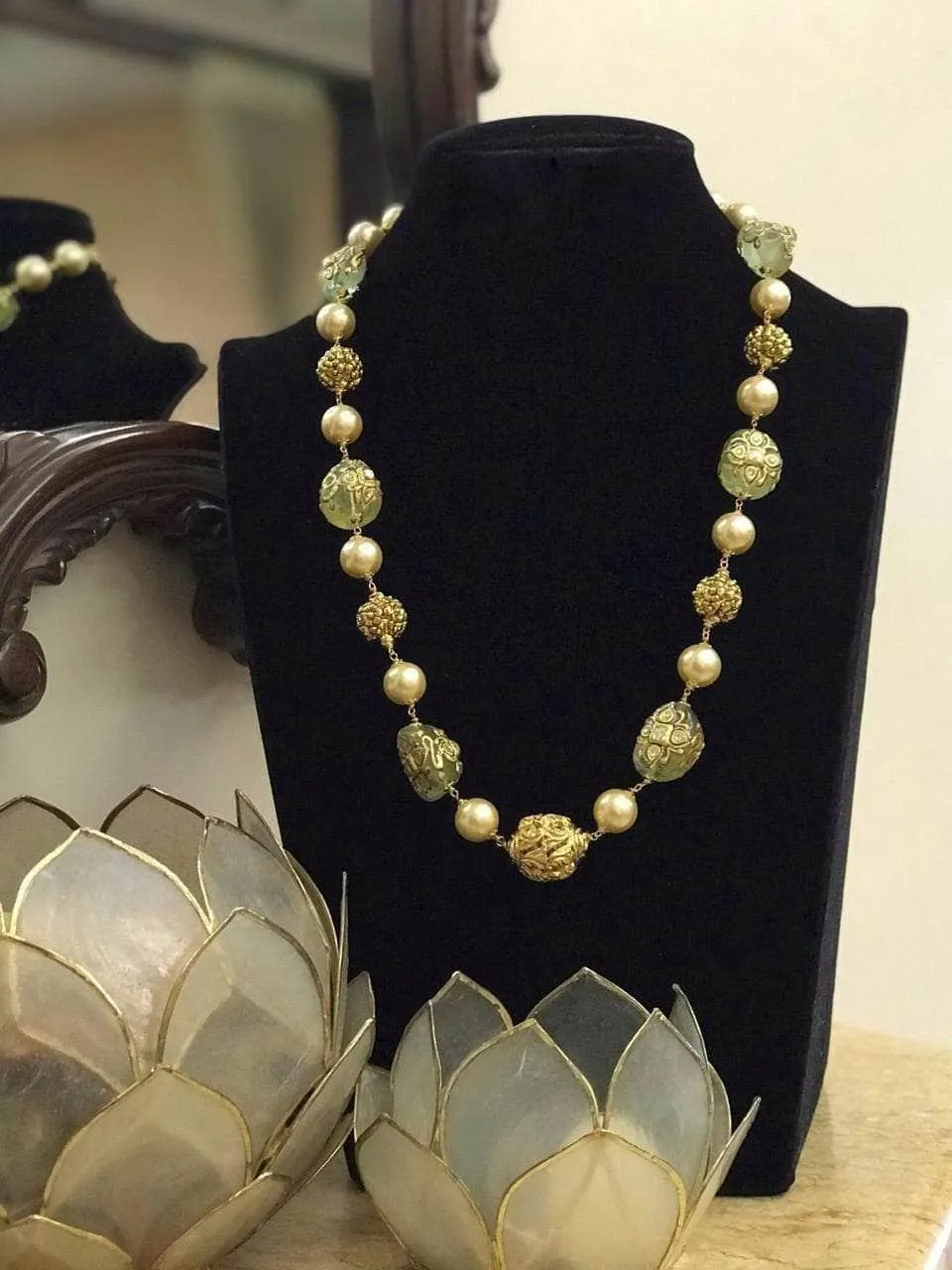 Green Gumetal Semiprecious Necklace