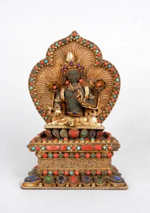 Green Tara  Precious Stone Inlaid  Statue