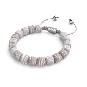 Grey Agate | Silver | Gemstone Pebble Macrame Bracelet