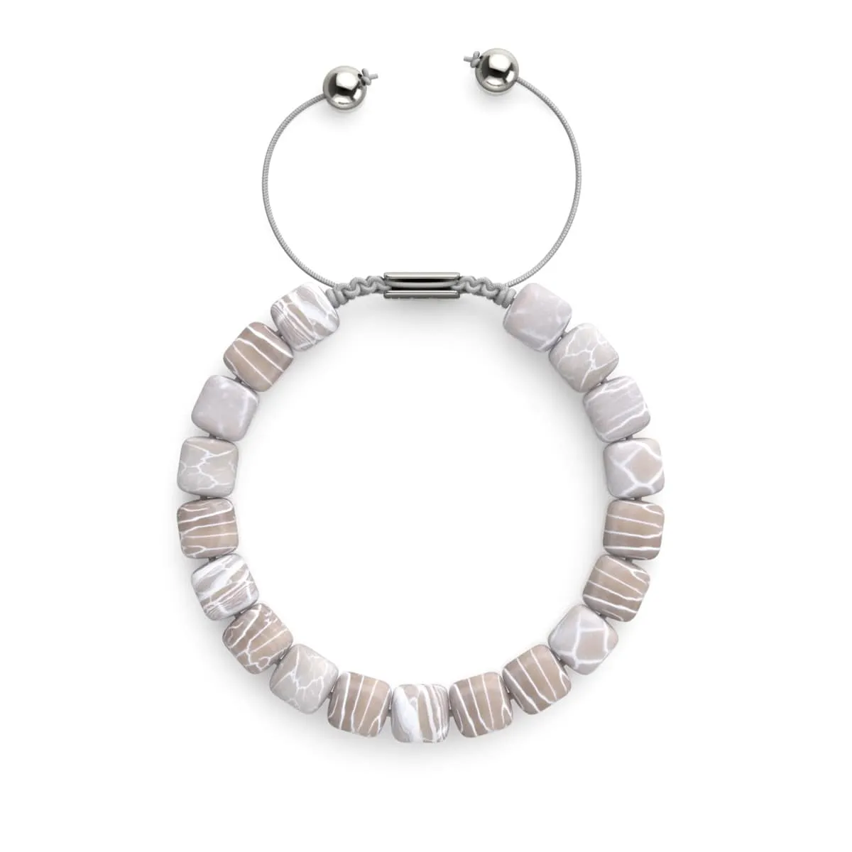 Grey Agate | Silver | Gemstone Pebble Macrame Bracelet