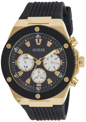 GUESS Men's Analog Quartz Watch with Black Silicone Strap