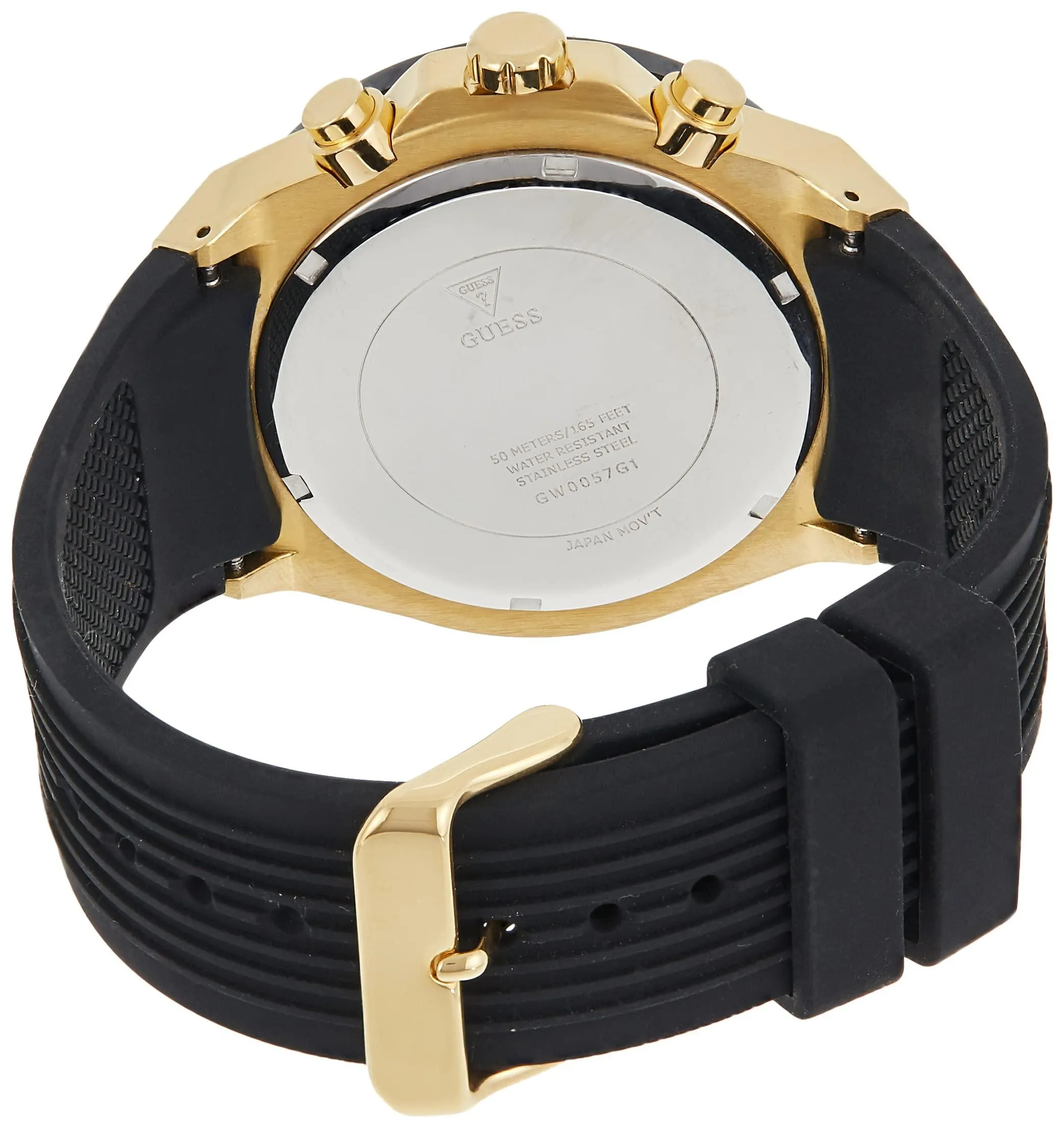 GUESS Men's Analog Quartz Watch with Black Silicone Strap