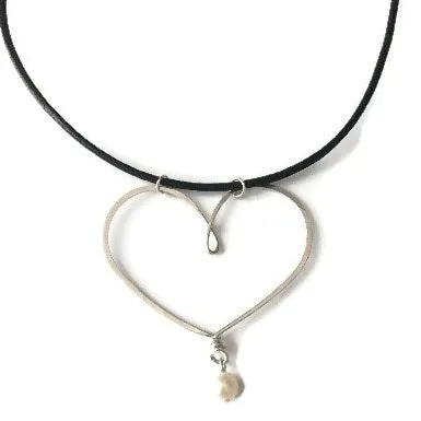 Heart Necklace on Leather