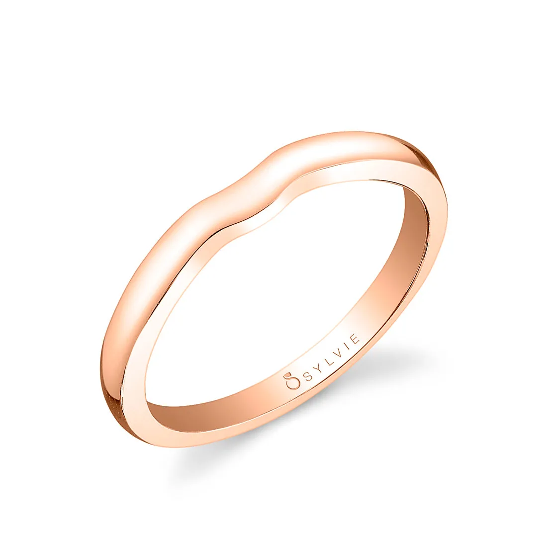 High Polish Wedding Band - Carina 14k Gold Rose