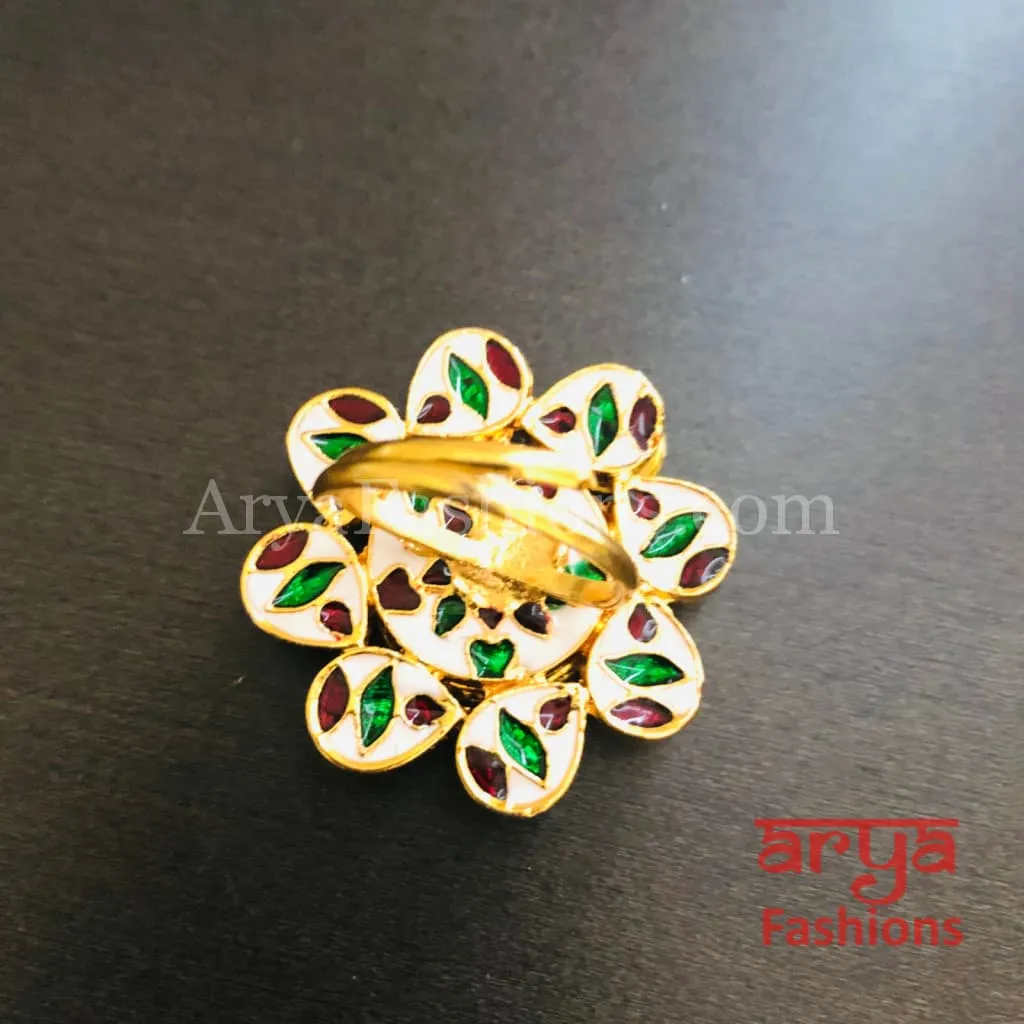 Hira Kundan Meenakari Jadau Ring