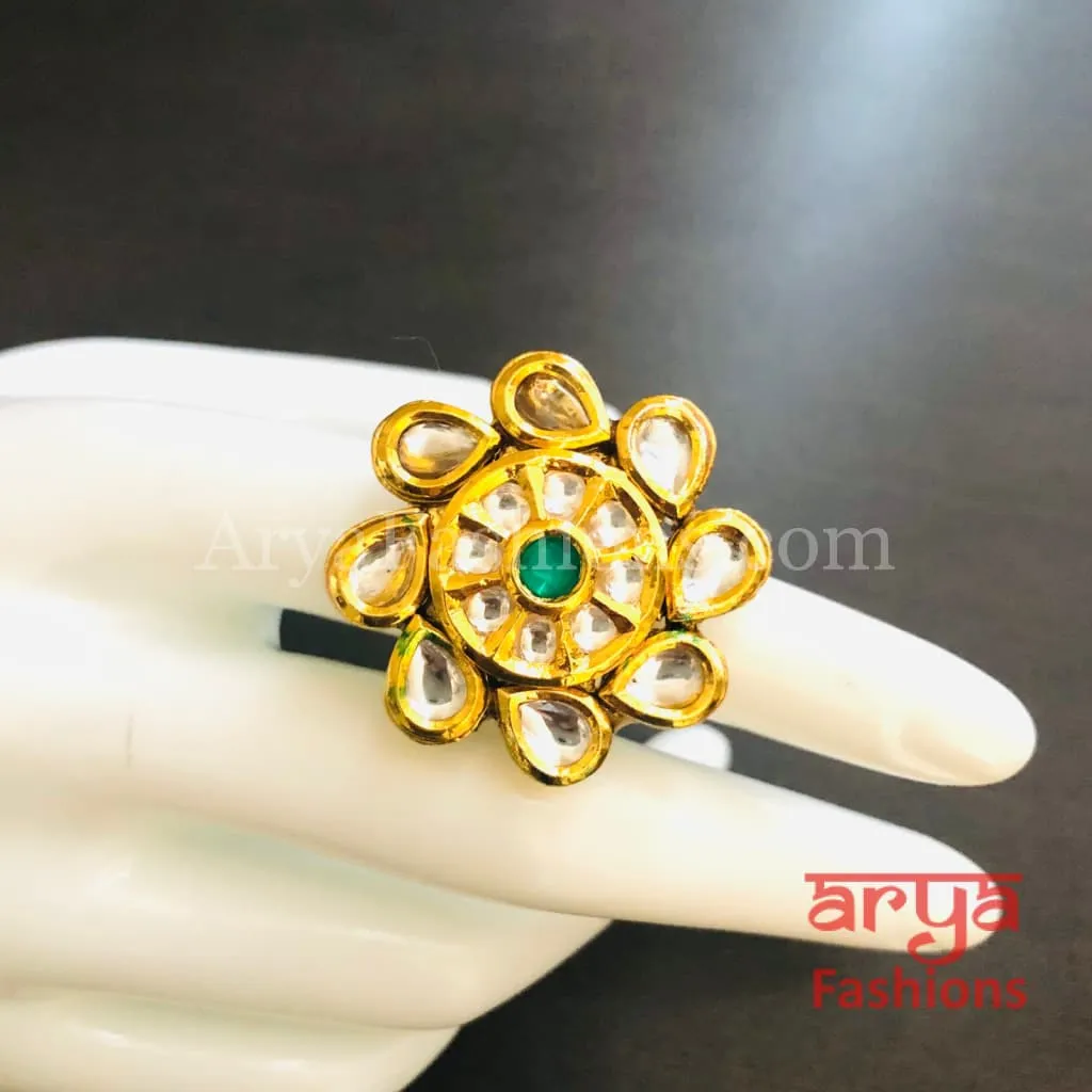 Hira Kundan Meenakari Jadau Ring