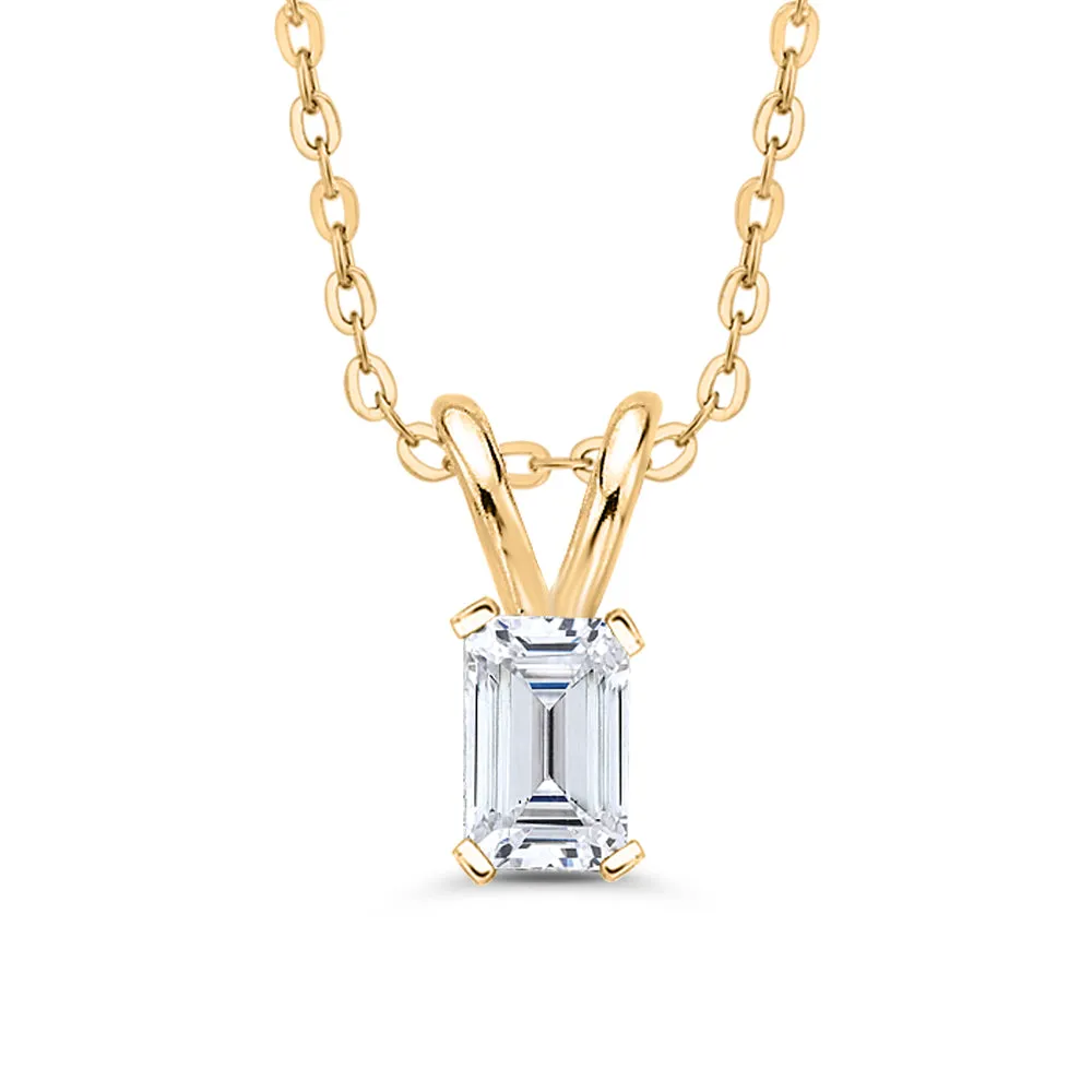 IGI Certified 1.58 ct. G - VS1 Emerald Cut Lab Grown Diamond Solitaire Pendant Necklace in 14K Gold