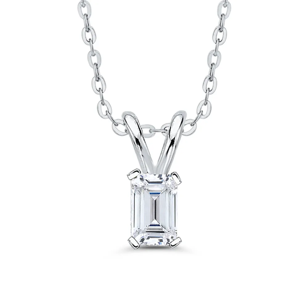 IGI Certified 1.58 ct. G - VS1 Emerald Cut Lab Grown Diamond Solitaire Pendant Necklace in 14K Gold