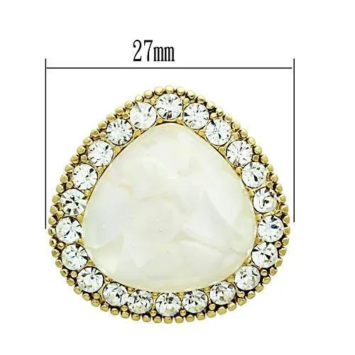 IP Gold(Ion Plating) Brass Earrings with Synthetic Synthetic Stone in Clear for Women Clear Stone Color Style GL346