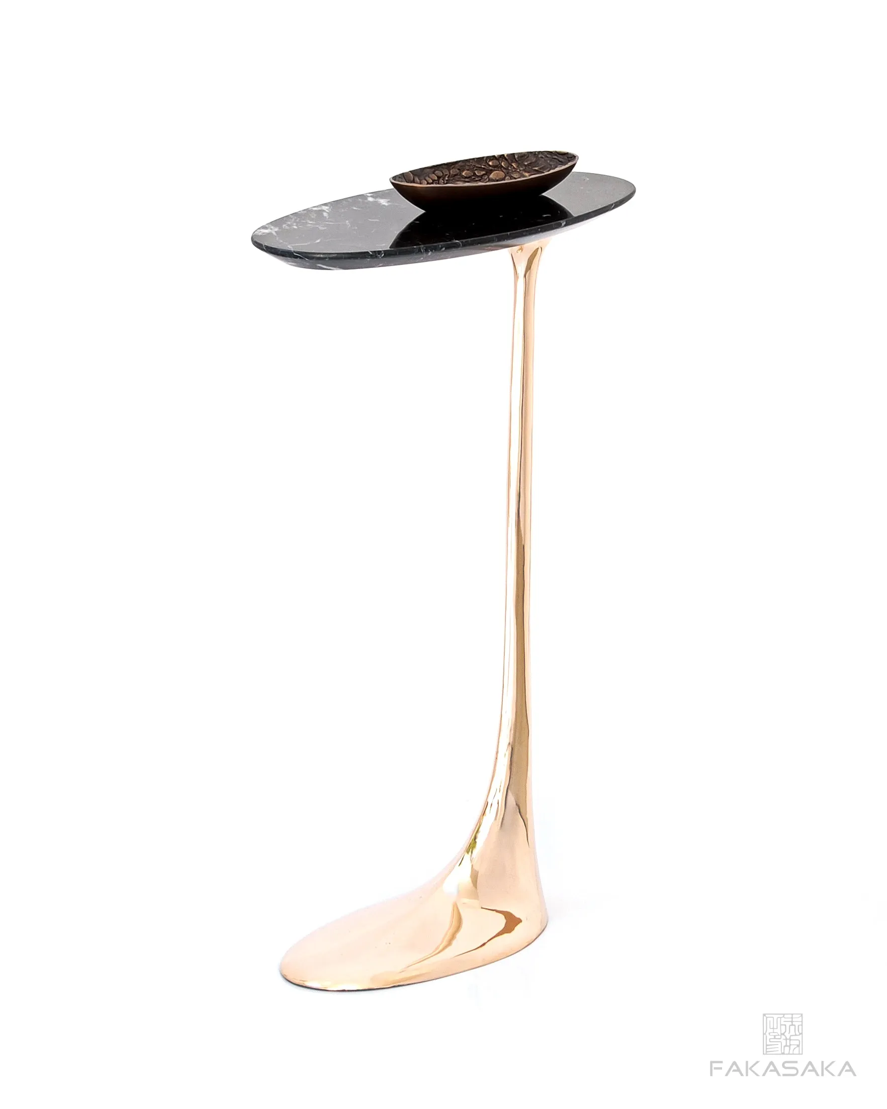 JAGGER DRINK TABLE<br><br>NERO MARQUINA MARBLE<br>POLISHED BRONZE