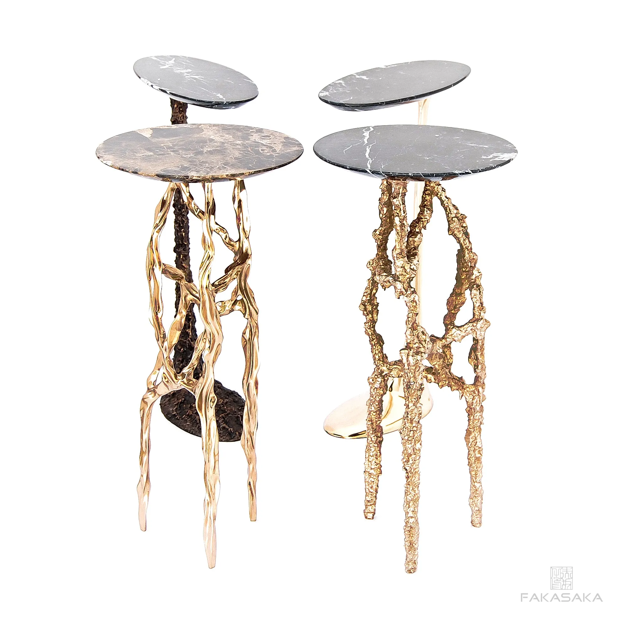 JAGGER DRINK TABLE<br><br>NERO MARQUINA MARBLE<br>POLISHED BRONZE