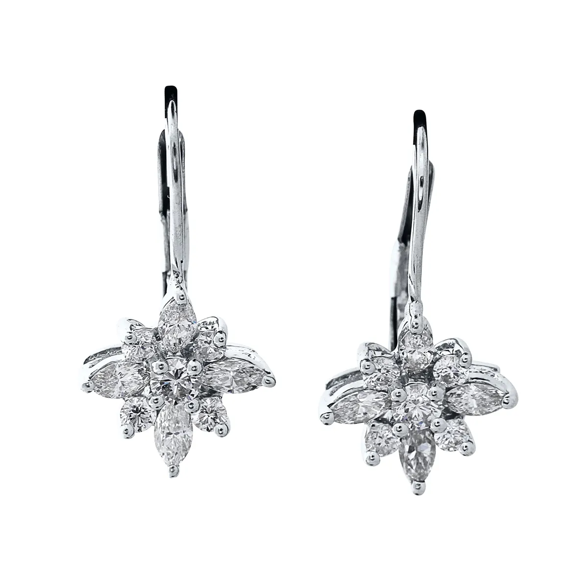 Kwiat Star Collection Platinum Diamond Drop Earrings (Estate - Estimated Retail When New $3900)