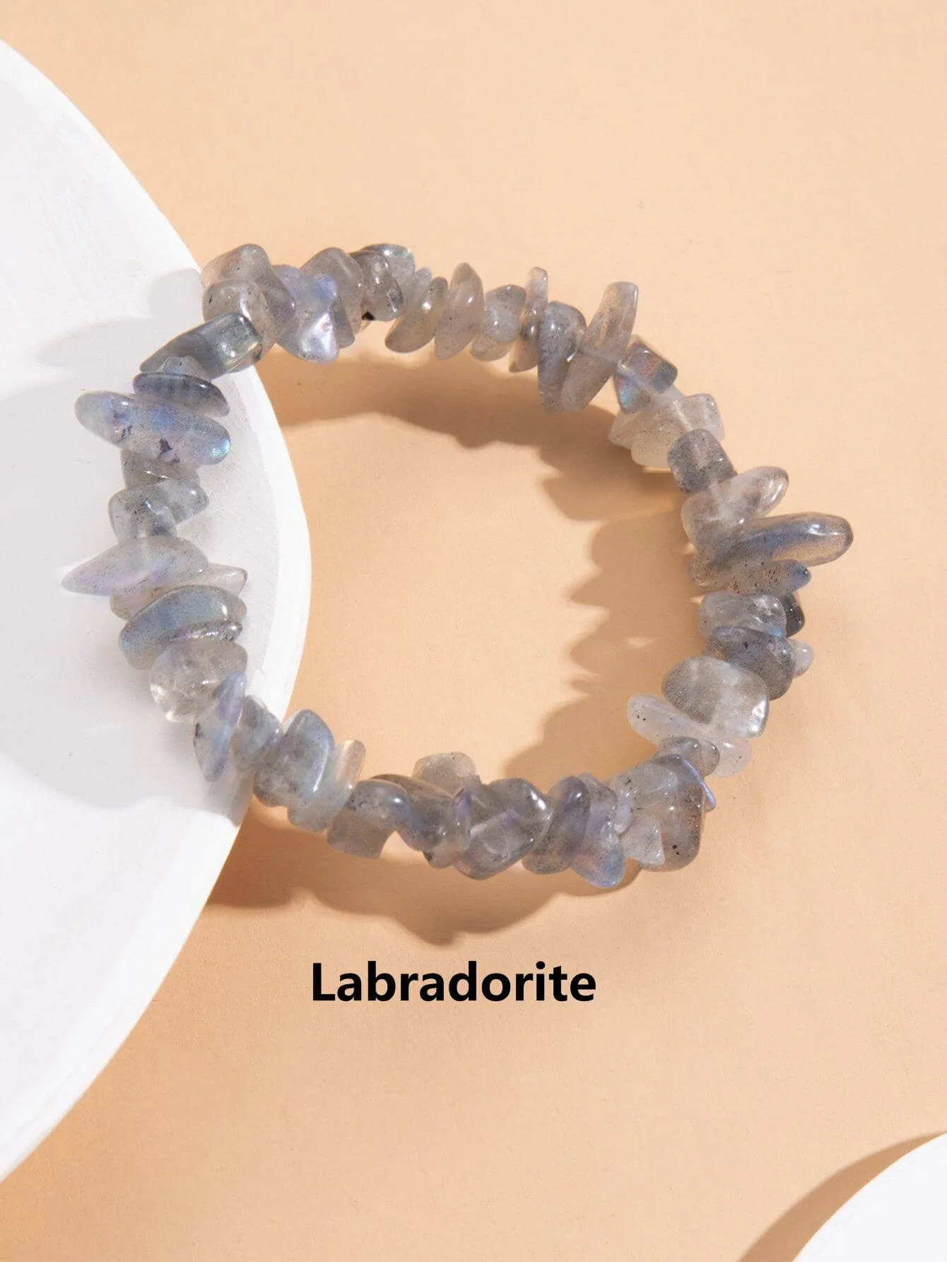 Labradorite Irregular Natural Gemstone Bracelet Stretch Chip Beads Bracelets