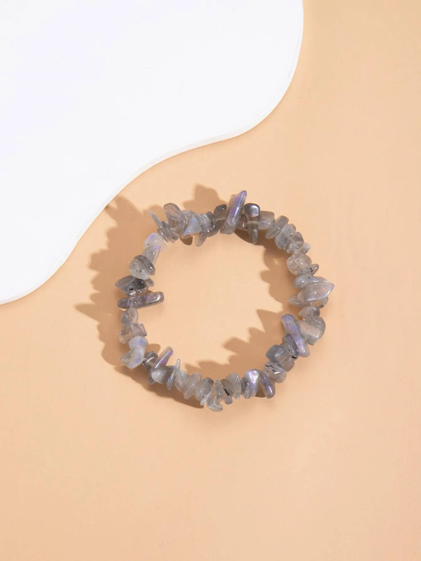 Labradorite Irregular Natural Gemstone Bracelet Stretch Chip Beads Bracelets