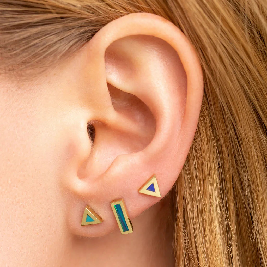 Lapis Inlay Triangle Studs