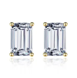 LAURA Emerald Cut Gold and Simulated Diamond Earrings