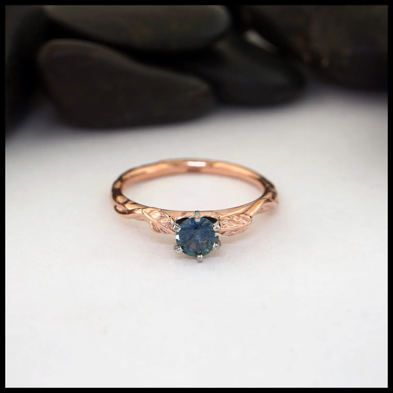 Leaf and Vine Wedding Set in 14K Rose Gold