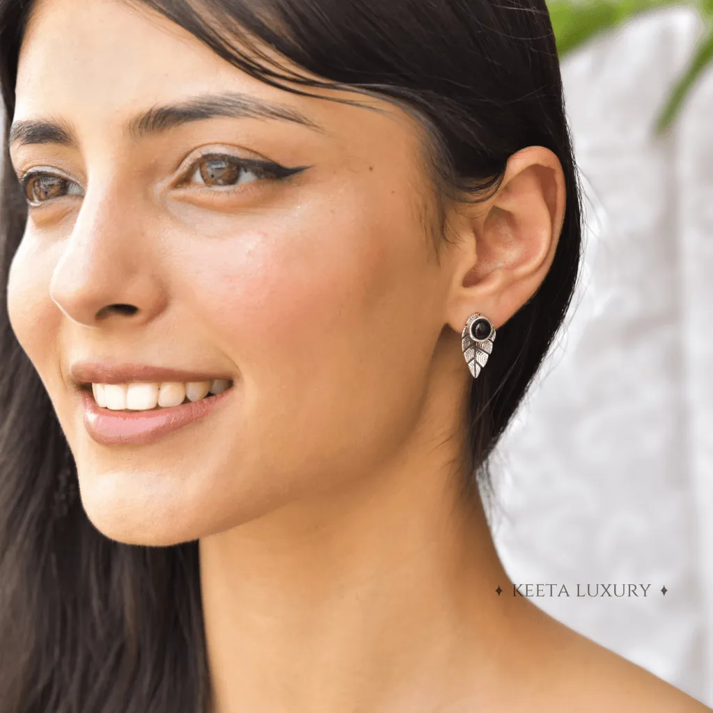 Leaf Song - Black Onyx Studs