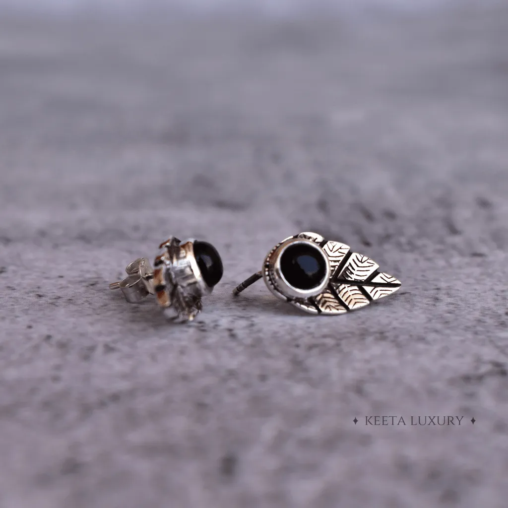 Leaf Song - Black Onyx Studs